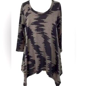 Philosophy Black and Gray Asymmetrical Tunic Large
